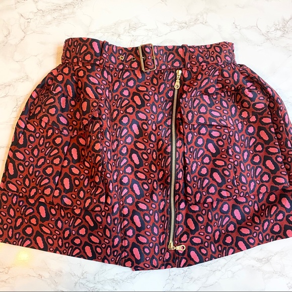 Kenzo Leopard Print Mini Skirt Pink/Red Medium - Picture 2 of 11